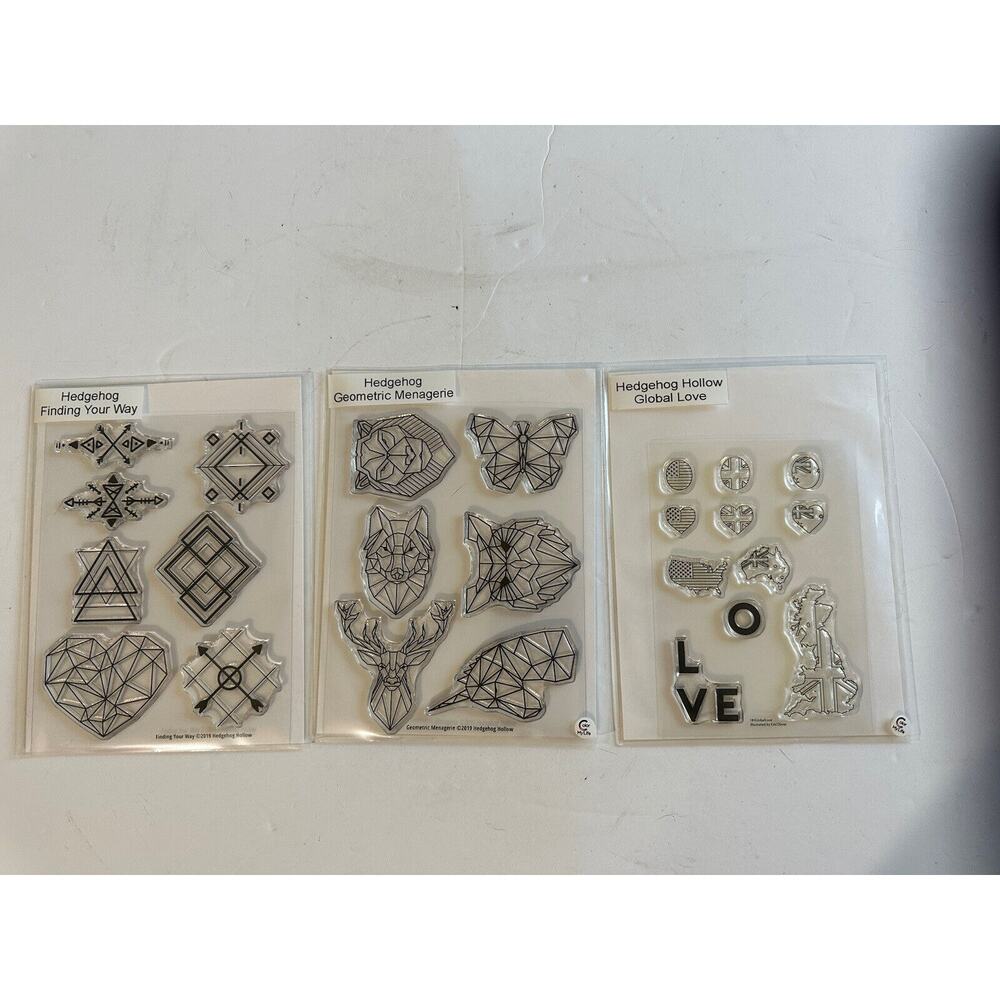 HEDGEHOGS Clear Stamps Lot Of 3 Sheets Geometric Menagerie‎ Global Love 2019